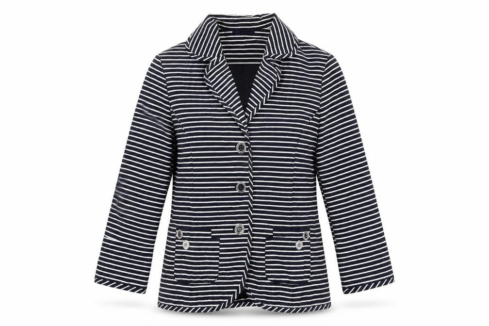 Per Una Womens Blue Striped Jacket Size 14 Button