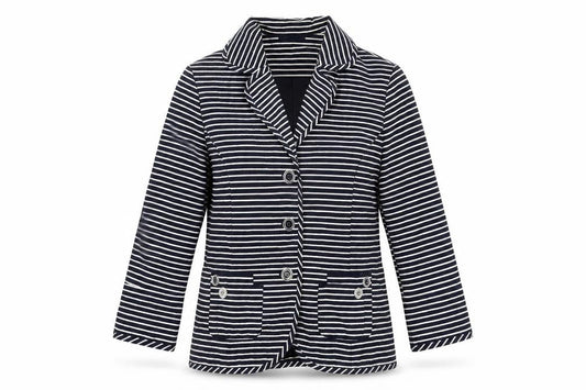 Per Una Womens Blue Striped Jacket Size 14 Button