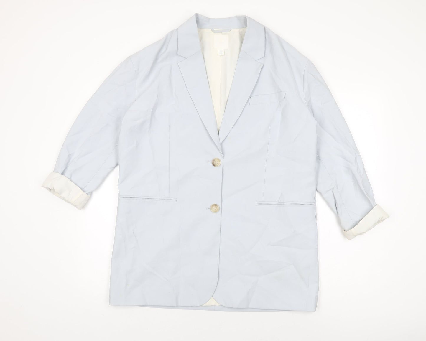 H&M Womens Blue Jacket Blazer Size XS Button