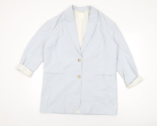H&M Womens Blue Jacket Blazer Size XS Button