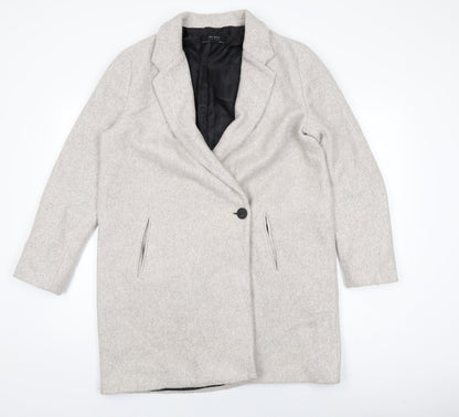 Zara Womens Grey Overcoat Coat Size L Button