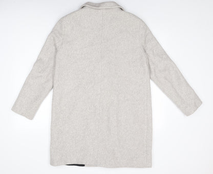 Zara Womens Grey Overcoat Coat Size L Button