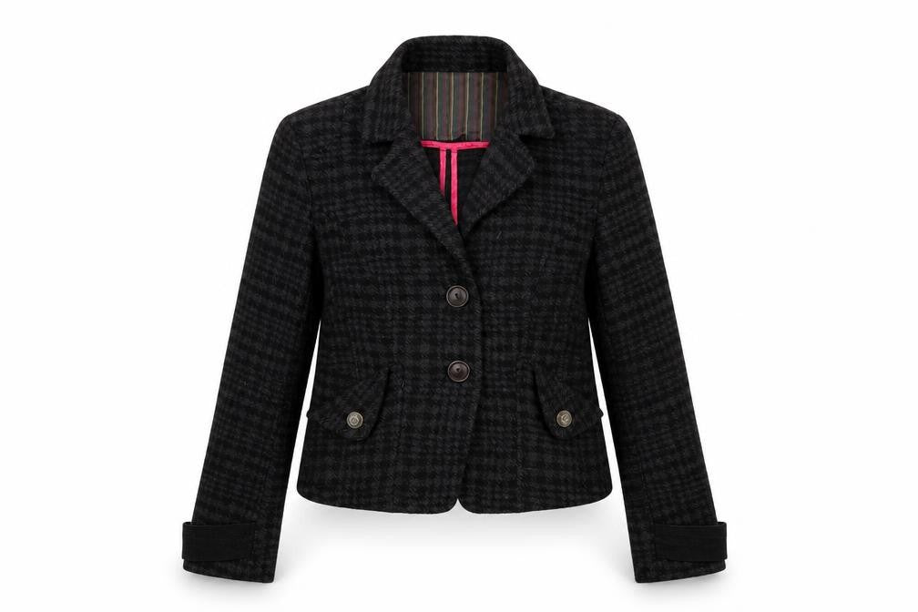Guru Womens Black Geometric Jacket Coat Size L Button