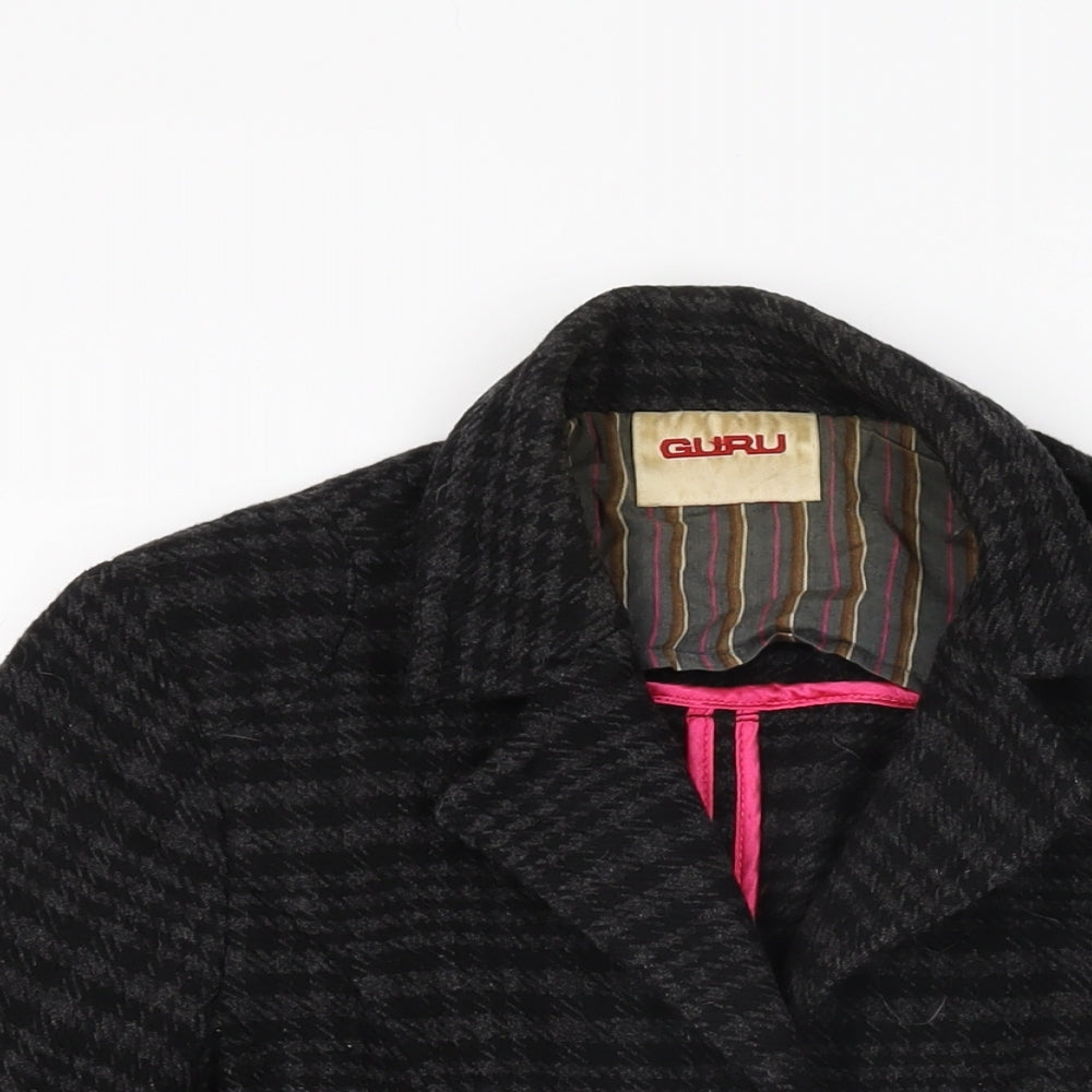 Guru Womens Black Geometric Jacket Coat Size L Button