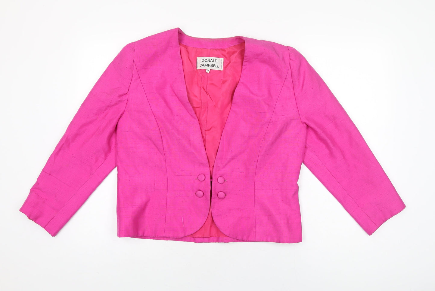 Donald Campbell Womens Pink Jacket Size 14 Button