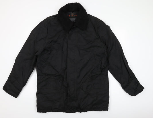 Rocha John Rocha Mens Black Overcoat Coat Size L Zip