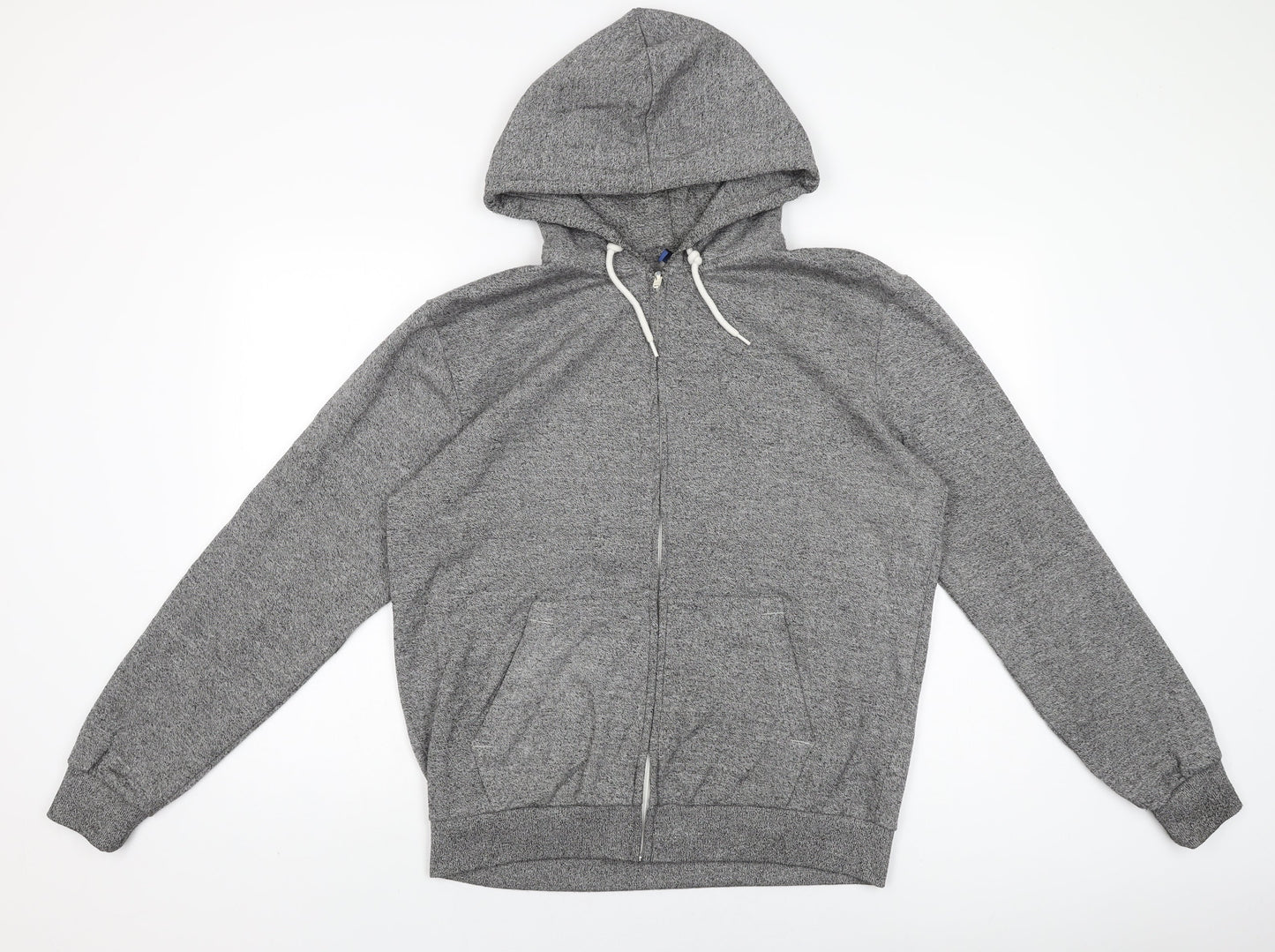 H&M Mens Grey Cotton Full Zip Hoodie Size M