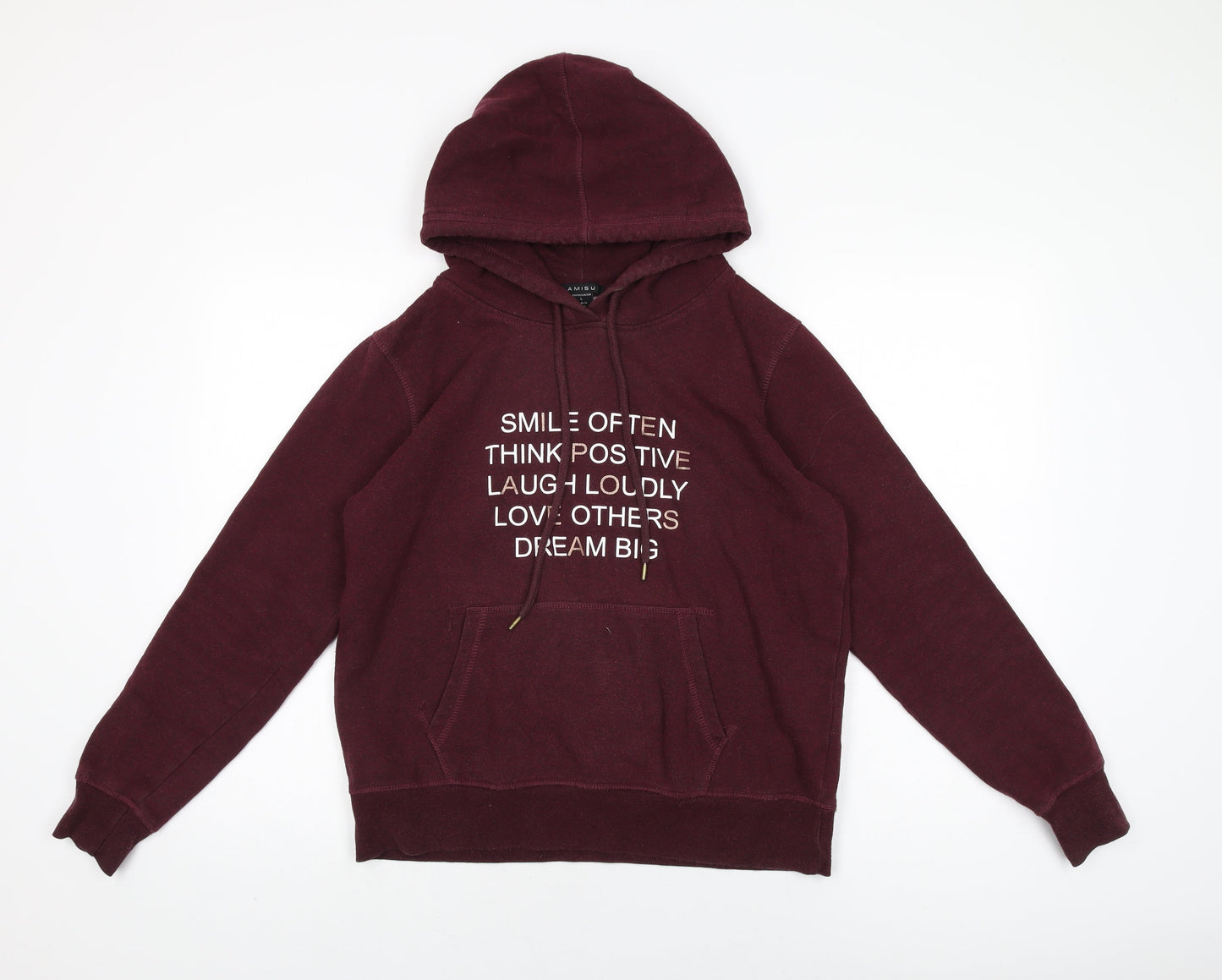 Amisu Womens Red Cotton Pullover Hoodie Size L Pullover
