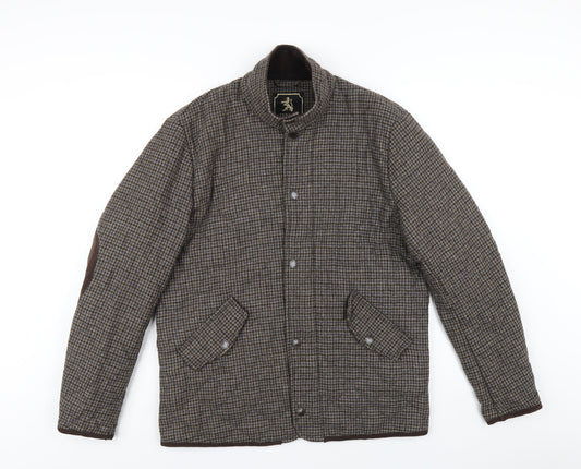 Sterling Mens Brown Plaid Quilted Coat Size S Zip