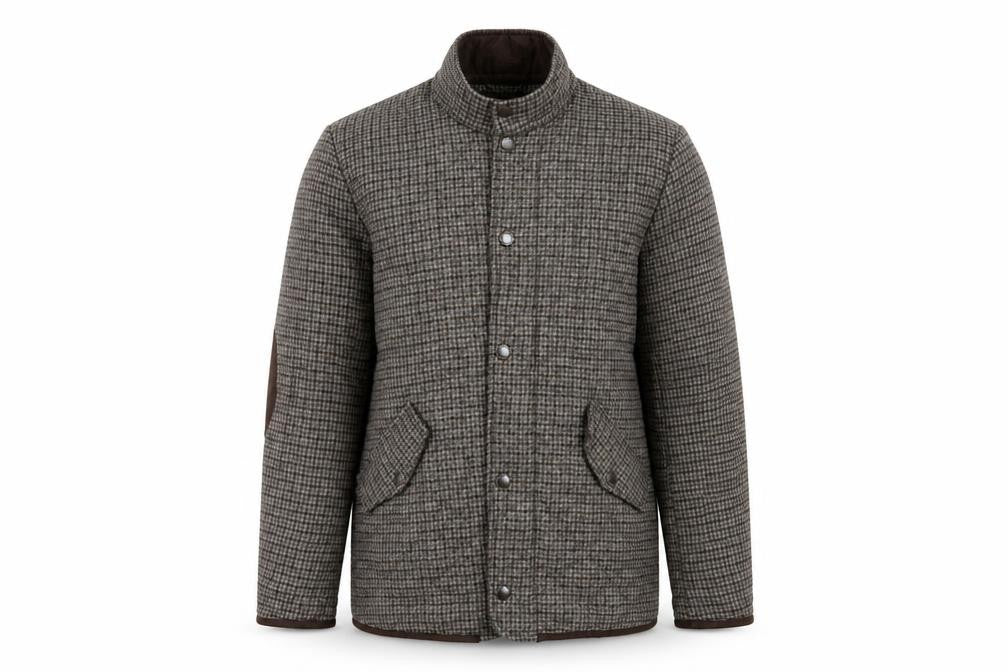 Sterling Mens Brown Plaid Quilted Coat Size S Zip