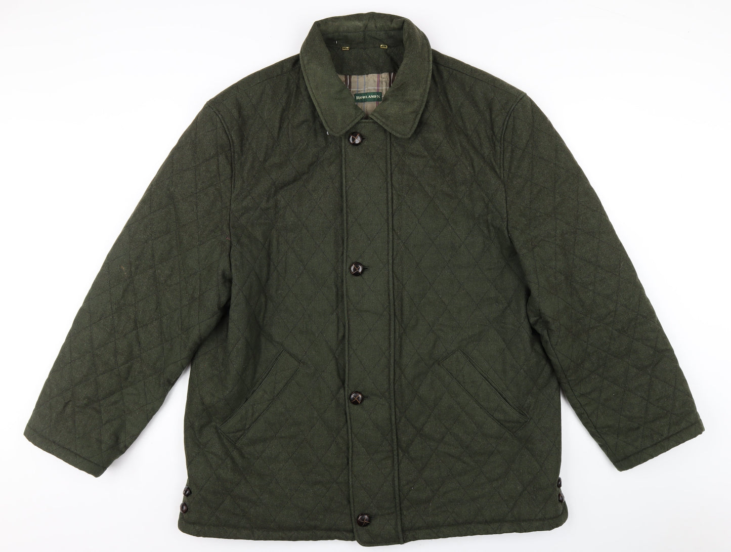 Rowlands Mens Green Quilted Coat Size XL Button