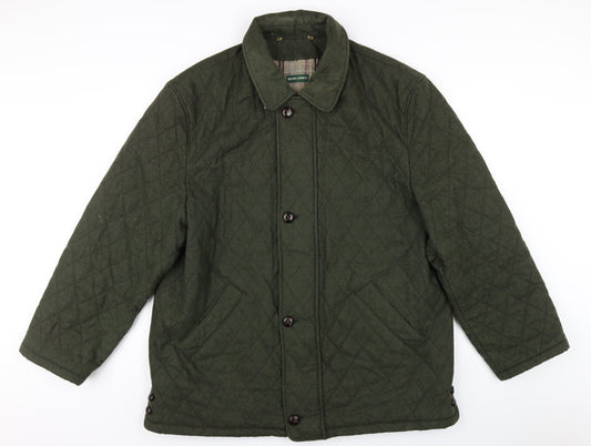 Rowlands Mens Green Quilted Coat Size XL Button