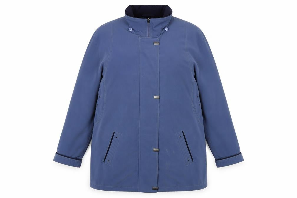 EWM Womens Blue Rain Coat Coat Size 16 Zip