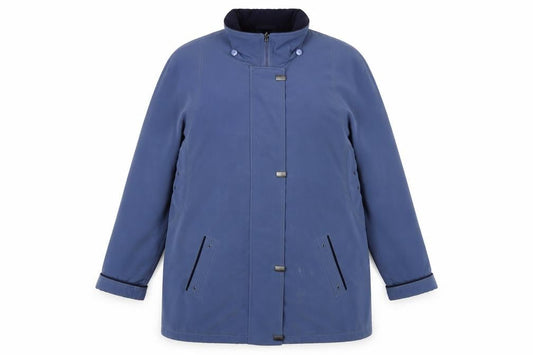 EWM Womens Blue Rain Coat Coat Size 16 Zip