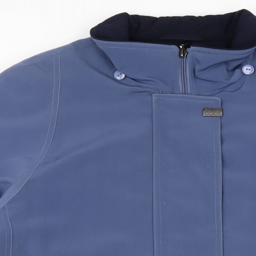 EWM Womens Blue Rain Coat Coat Size 16 Zip