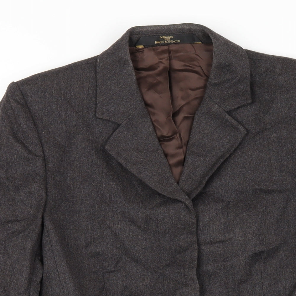 Marks and Spencer Womens Grey Wool Jacket Blazer Size 8