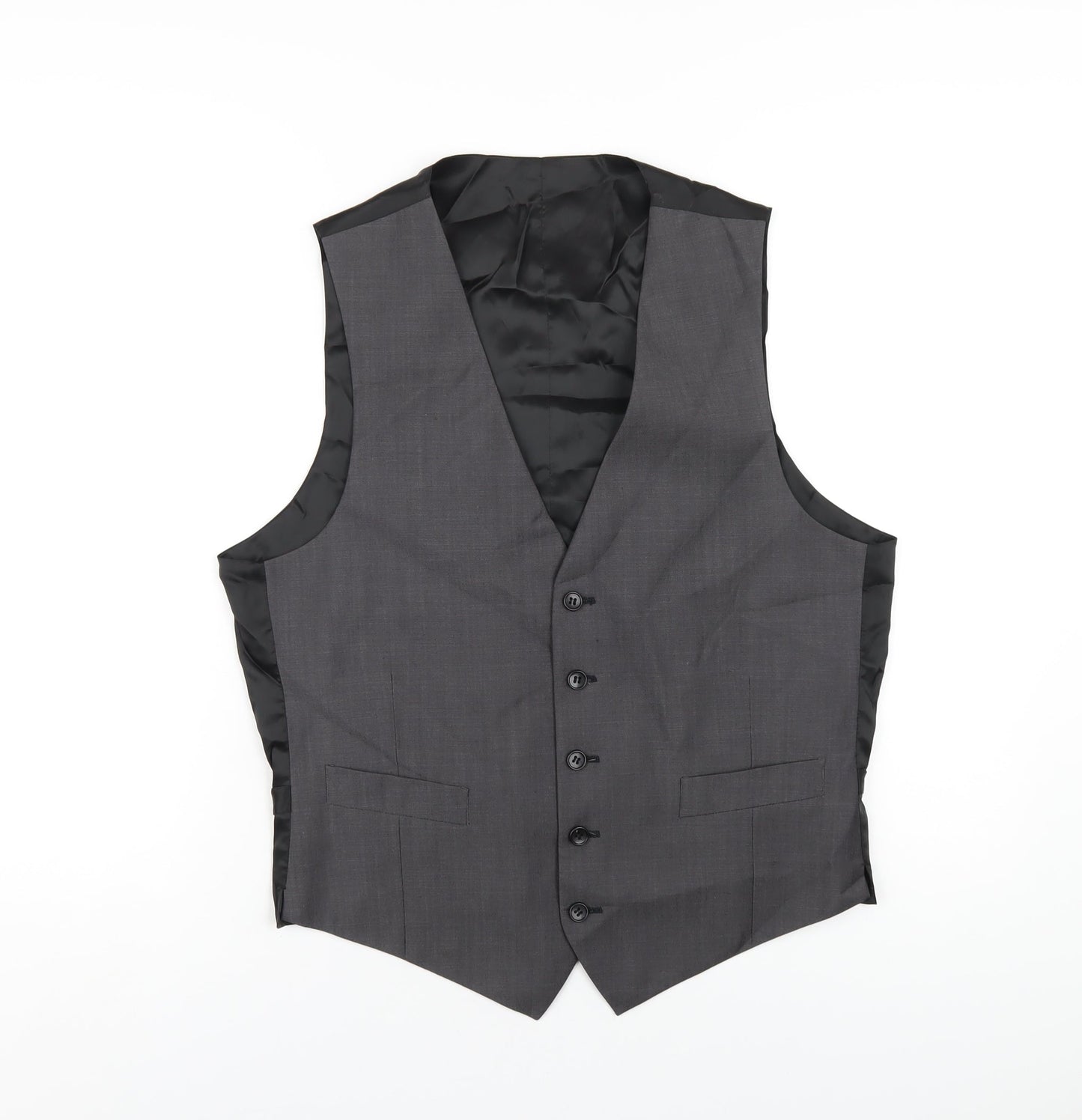 Marks and Spencer Mens Grey Polyester Jacket Suit Waistcoat Size 38 Regular