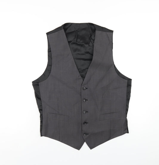 Marks and Spencer Mens Grey Polyester Jacket Suit Waistcoat Size 38 Regular