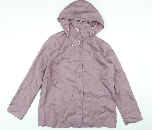 Anne De Lancay Womens Purple Rain Coat Coat Size 14 Button