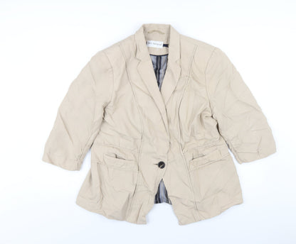 Additional front view of Autograph women’s beige vinyl jacket blazer, size UK 16