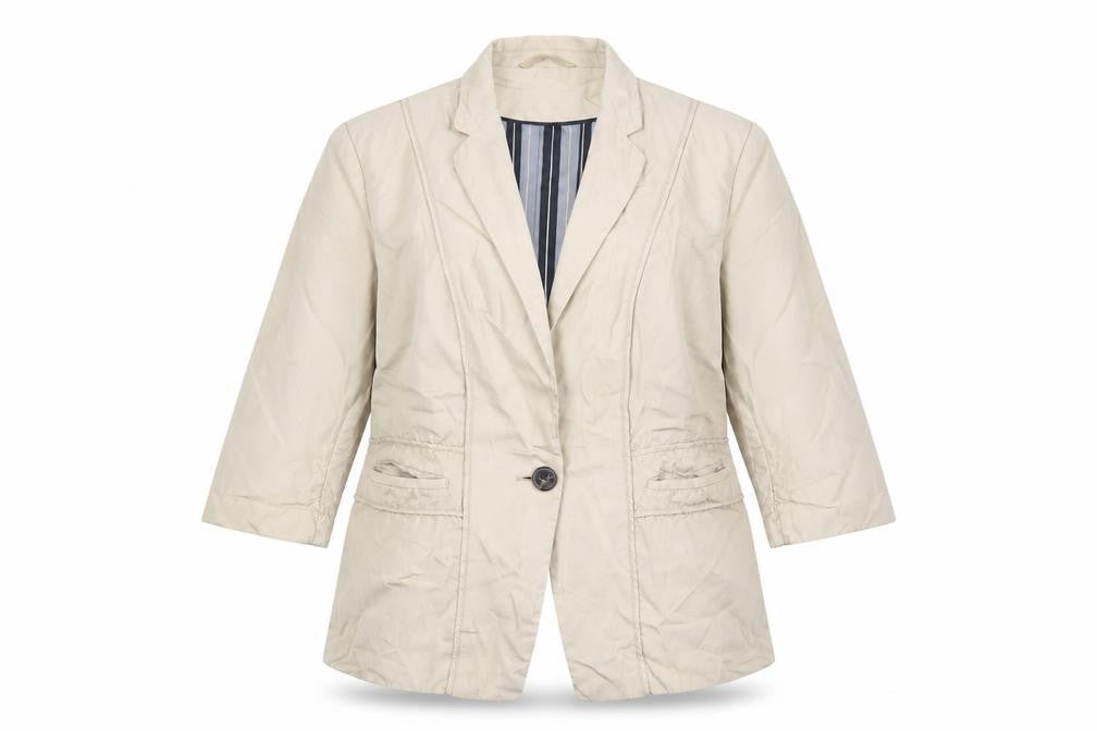 Autograph Womens Beige Vinyl Jacket Blazer Size 16