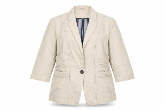 Autograph Womens Beige Vinyl Jacket Blazer Size 16