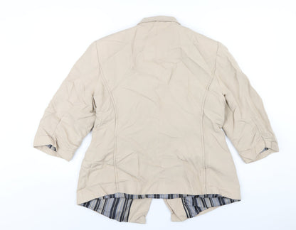 Back view of Autograph women’s beige vinyl jacket blazer, size UK 16