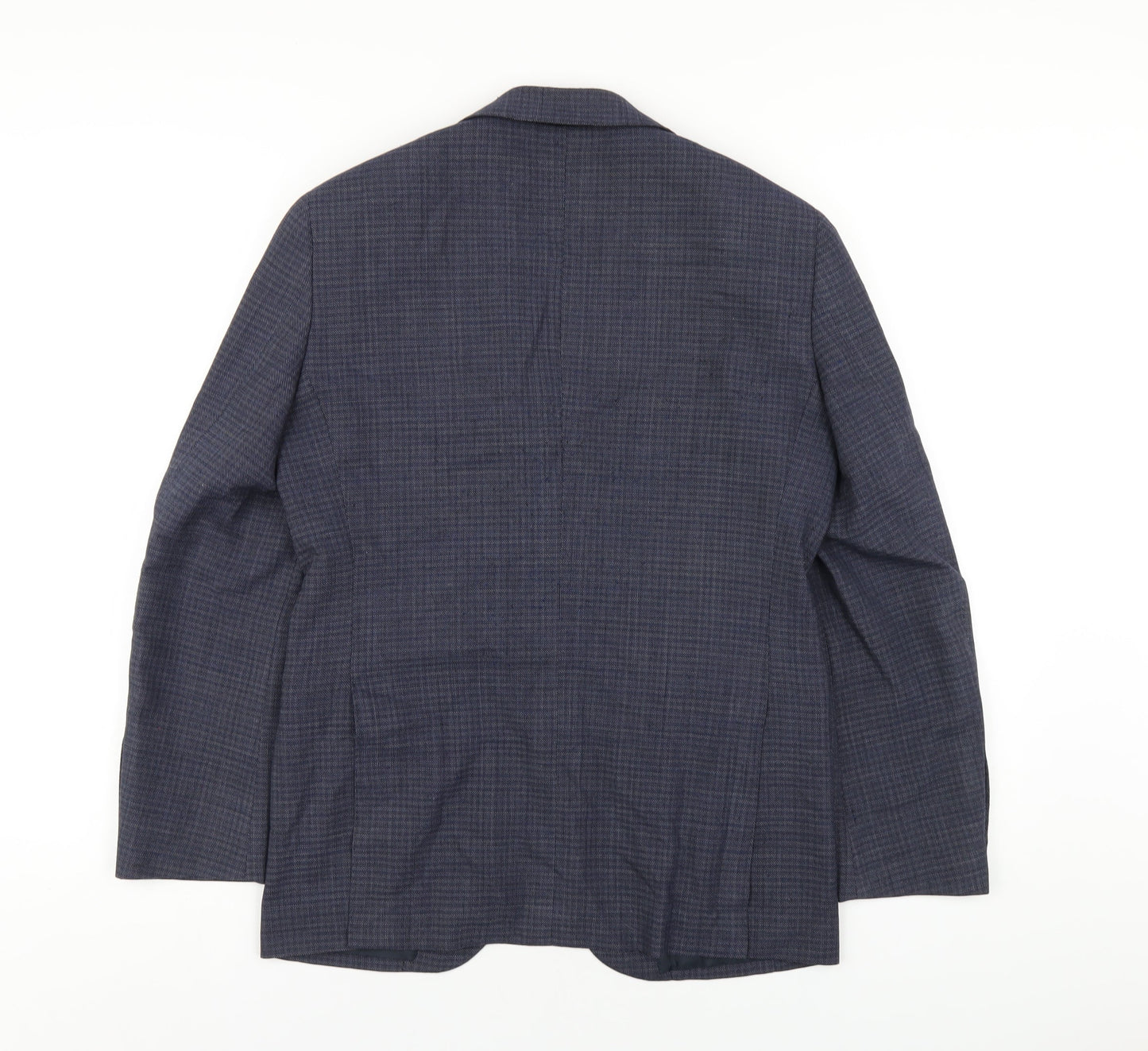 Only Mens Blue Plaid Polyester Jacket Blazer Size 38 Regular