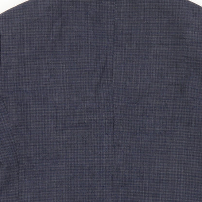 Brand and care label for Only men’s blue plaid polyester jacket blazer, size 38, regular