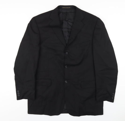 Marks and Spencer Mens Black Polyester Jacket Blazer Size 42 Regular