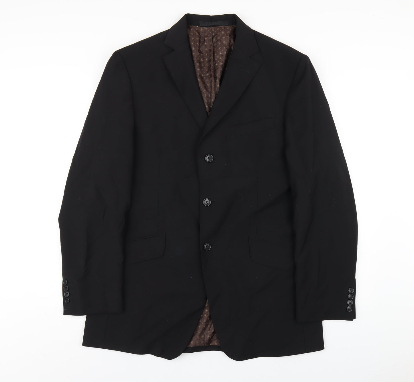 Marks and Spencer Mens Black Polyester Jacket Blazer Size 40 Regular
