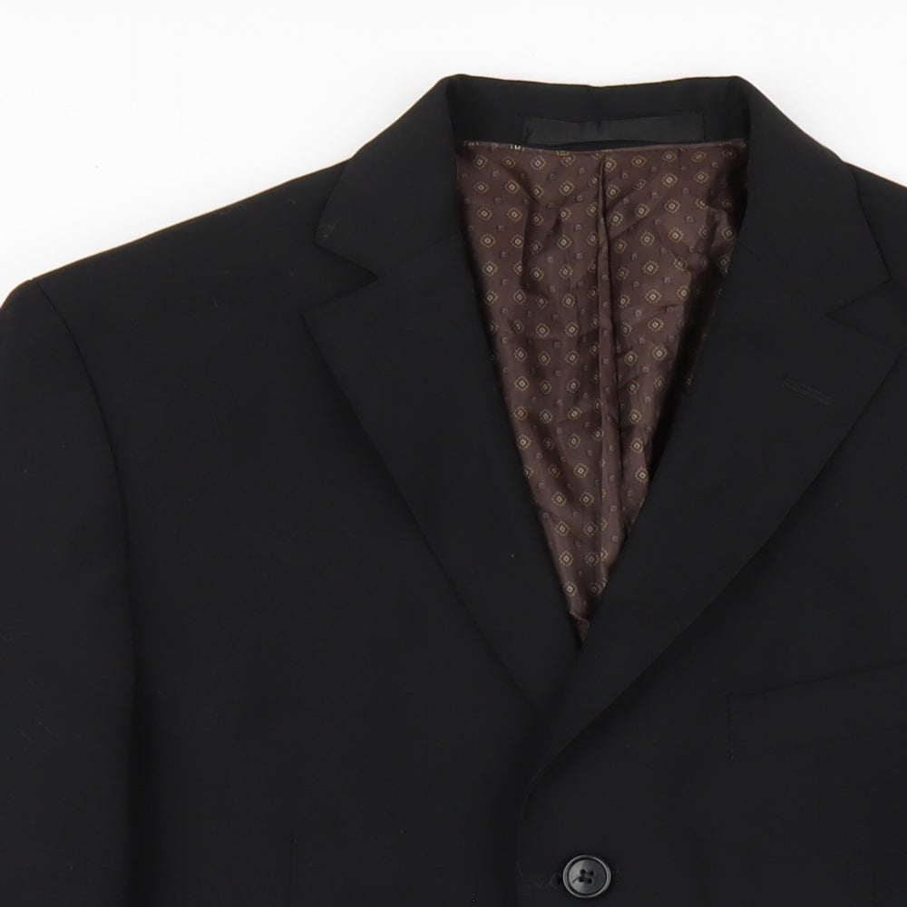 Marks and Spencer Mens Black Polyester Jacket Blazer Size 40 Regular