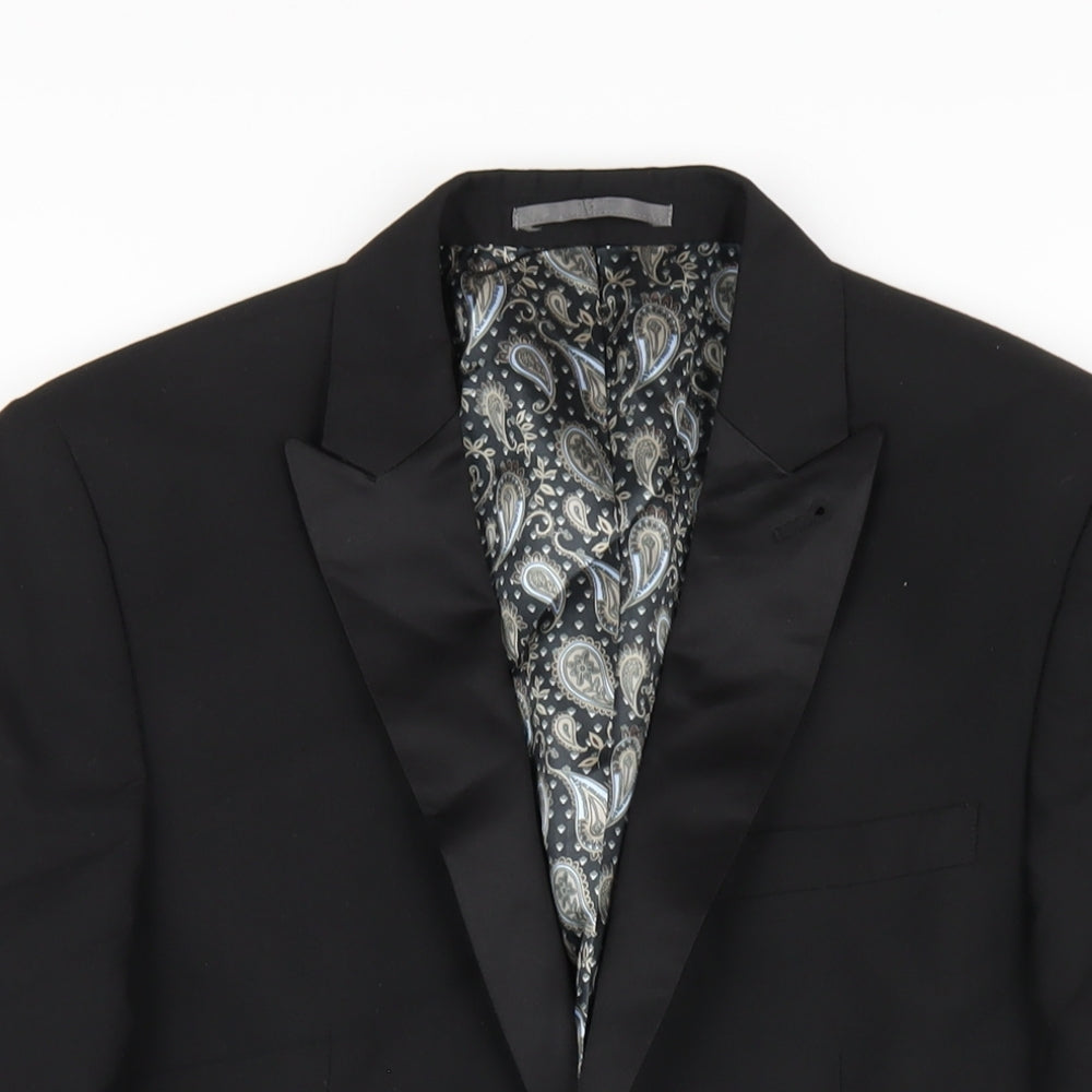 NEXT Mens Black Polyester Jacket Blazer Size 36 Regular