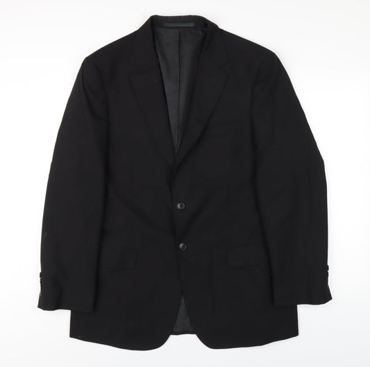 Marks and Spencer Mens Black Polyester Jacket Blazer Size 42 Regular