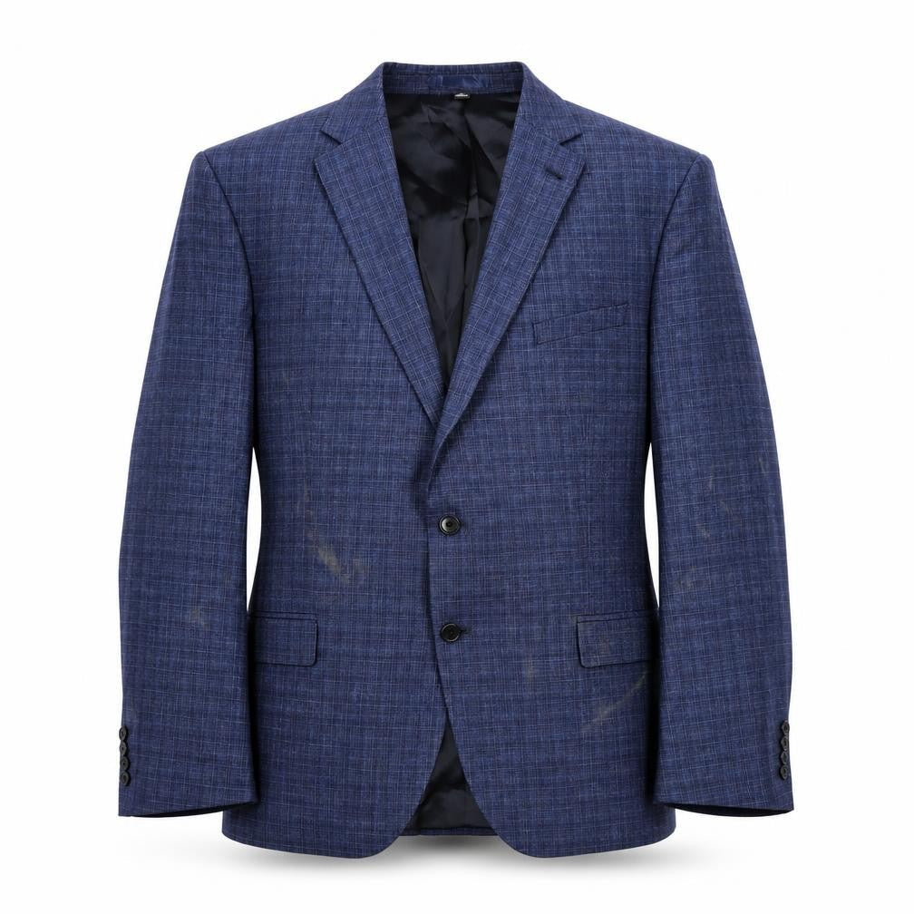 Marks & Spencer Mens Blue Plaid Polyester Jacket Blazer Size 48 Regular