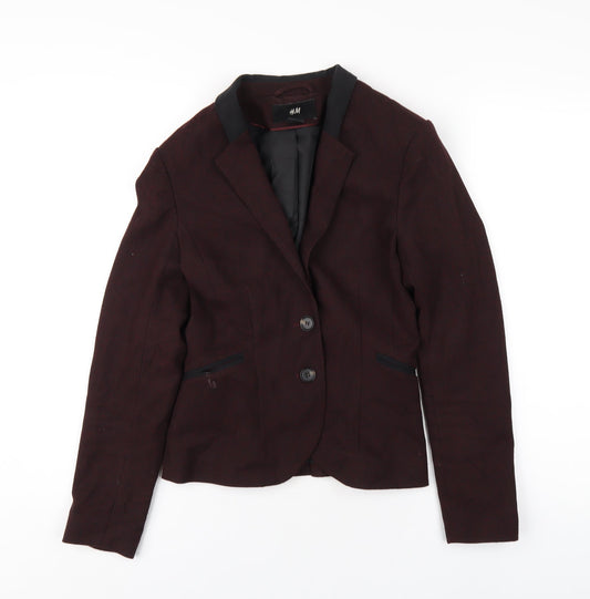 H&M Womens Red Jacket Blazer Size 4 Button
