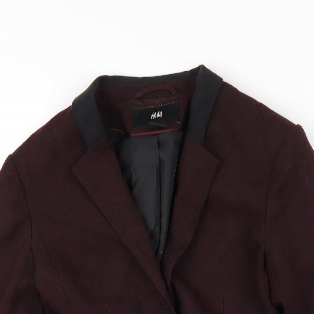 H&M Womens Red Jacket Blazer Size 4 Button