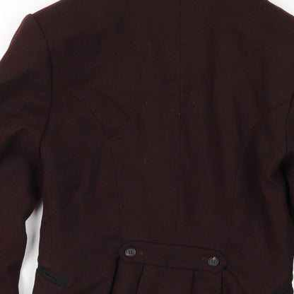 H&M Womens Red Jacket Blazer Size 4 Button