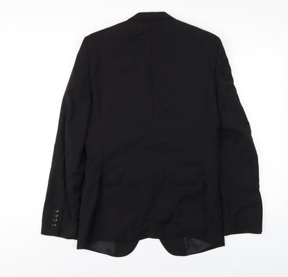 Zara Mens Black Polyester Jacket Blazer Size 38 Regular