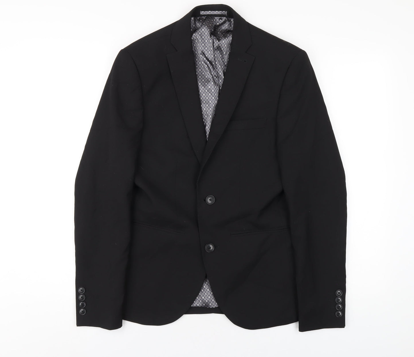 NEXT Mens Black Polyester Jacket Blazer Size 34 Regular