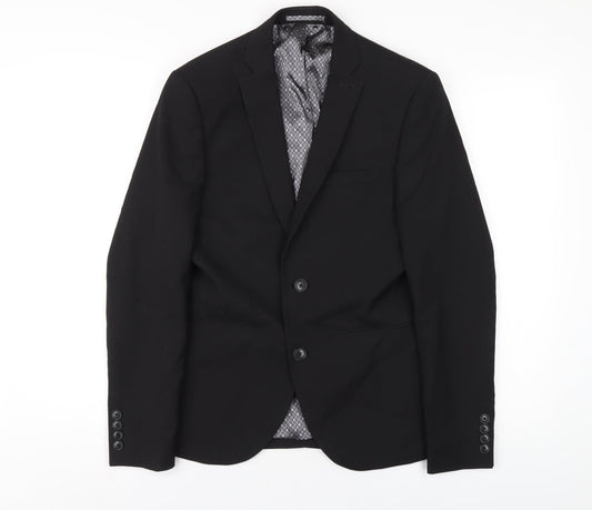 NEXT Mens Black Polyester Jacket Blazer Size 34 Regular
