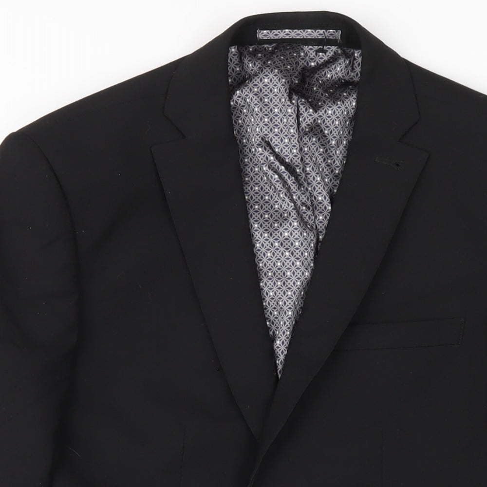 NEXT Mens Black Polyester Jacket Blazer Size 34 Regular