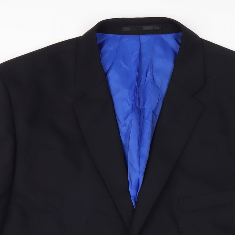 Performance Mens Blue Wool Jacket Blazer Size 44 Regular