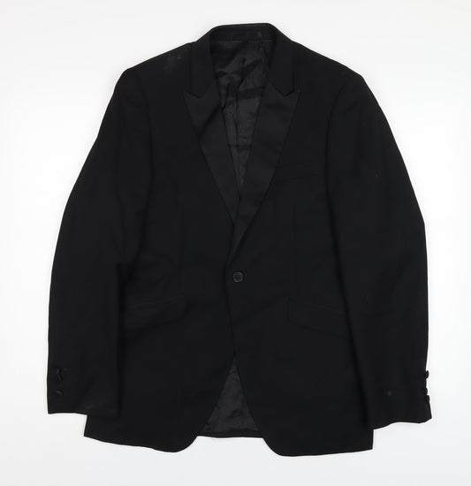OneSix5ive Mens Black Polyester Jacket Blazer Size 38 Regular