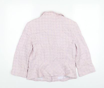 Back view of Kaliko women’s purple jacket coat, size UK 14, button