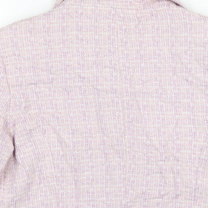 Brand and care label for Kaliko women’s purple jacket coat, size UK 14, button