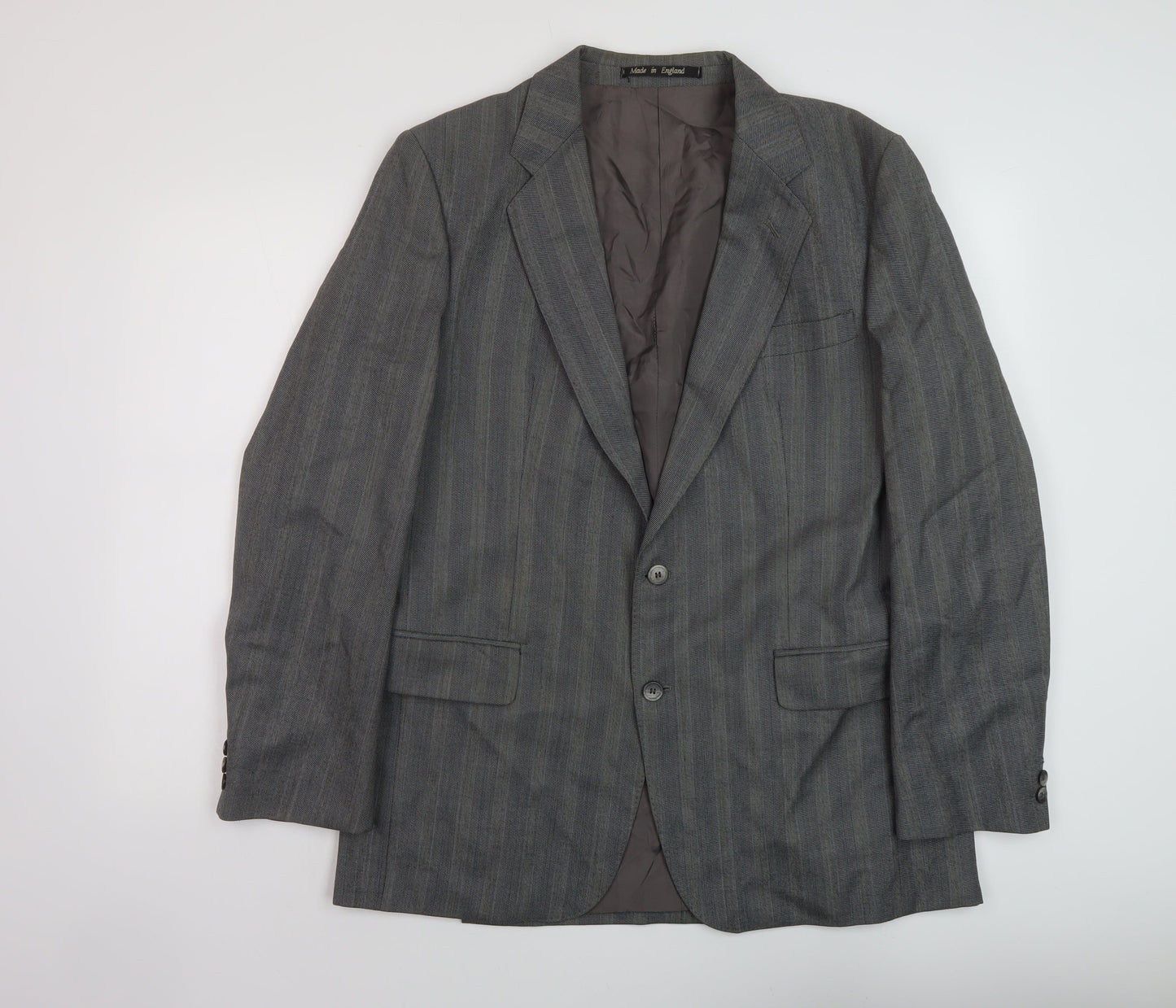 Eric Spencer Mens Grey Striped Wool Jacket Suit Jacket Size 44 Regular