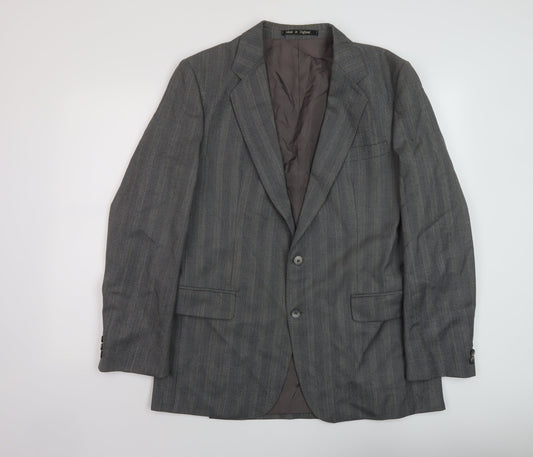 Eric Spencer Mens Grey Striped Wool Jacket Suit Jacket Size 44 Regular