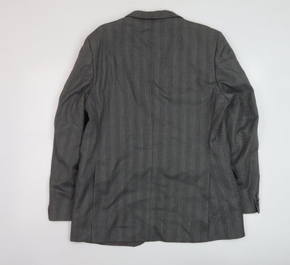 Eric Spencer Mens Grey Striped Wool Jacket Suit Jacket Size 44 Regular