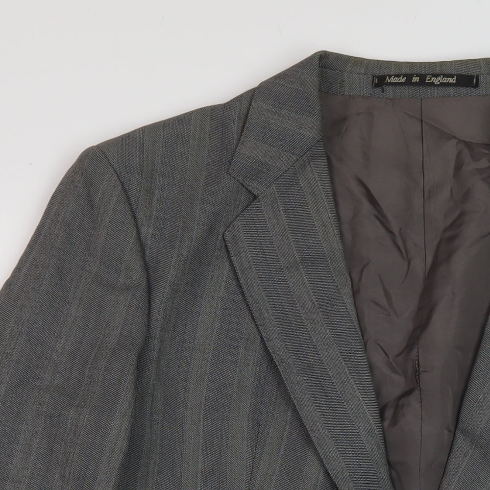 Eric Spencer Mens Grey Striped Wool Jacket Suit Jacket Size 44 Regular